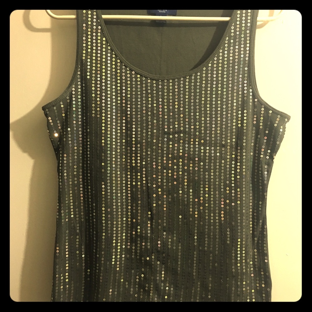 SOLD Chaps Women’s Decorative Green Sequin Tank LG